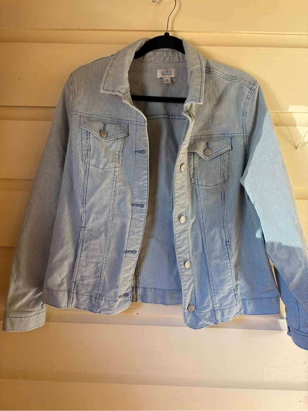 Croft & Barrow Light Blue Striped Denim Jacket
